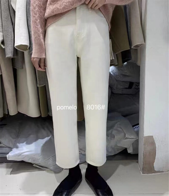 New in early autumn! [Grapefruit] High waist solid color all-match jeans 8016# HJY