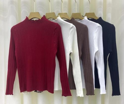 Women's autumn slim fit thin long-sleeved bottoming knitted sweater top