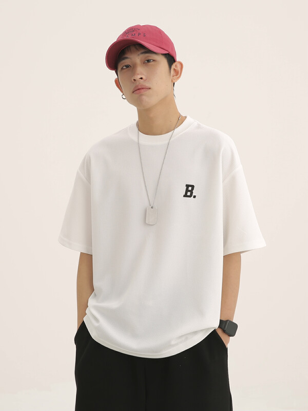Original price 62.04! [TPY] Waffle letter casual loose short-sleeved T-shirt 8823# ZZL