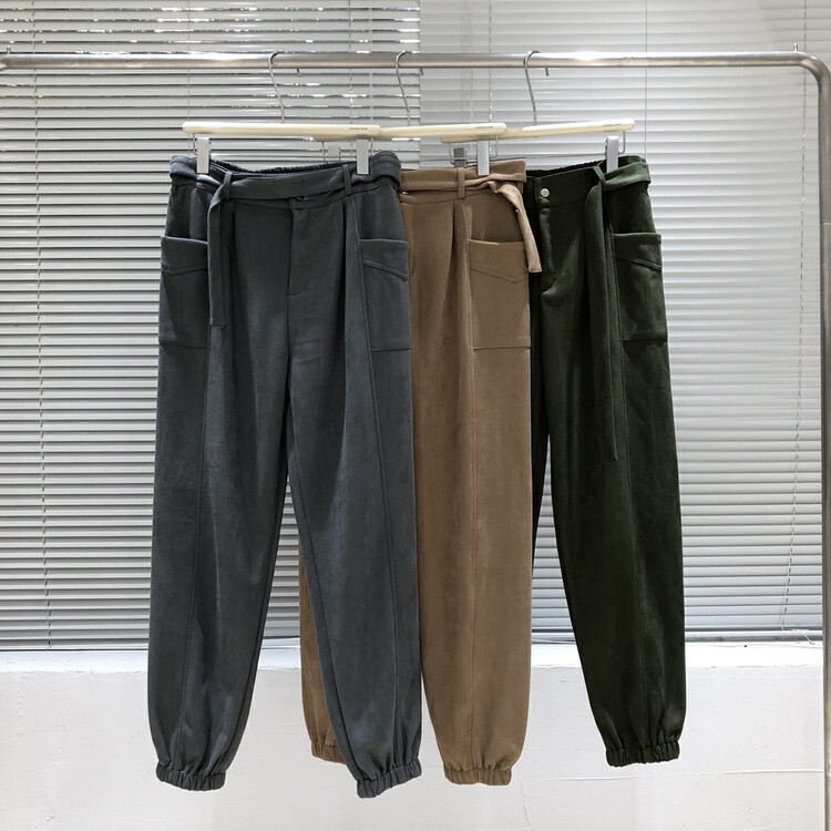 New in autumn! [Z.W] American retro suede pocket overalls casual pants 7775# CLS