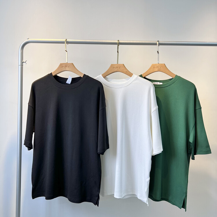 【TPY】Summer round neck hem slit short-sleeved T-shirt 6607# ZZL