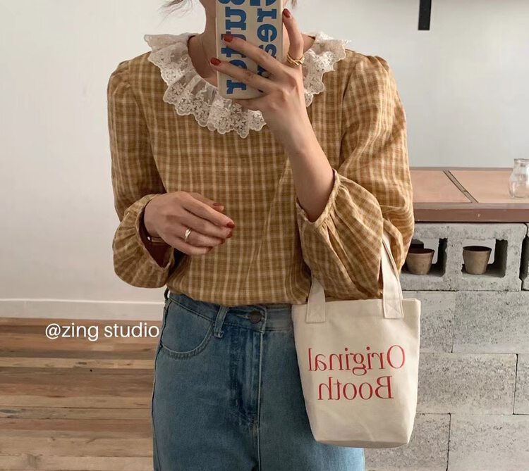 New in autumn! [ZINGSTYLE] Korean retro plaid shirt B2616# HBX
