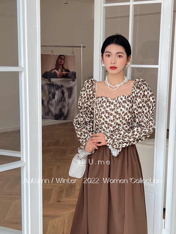 Early autumn new style! [U.ME] Retro elegant floral short shirt 98813# HJY