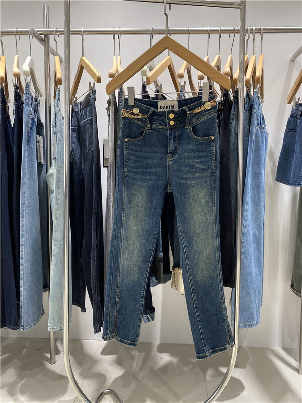 New for Autumn! [JEANS] Personalized Versatile Skinny Jeans (with Detachable Accessories) N770# LSW