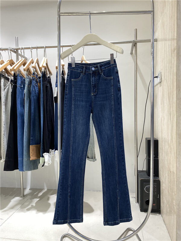 New in autumn!【O NOT 1】High waist slim slit micro flared jeans N940# LSW