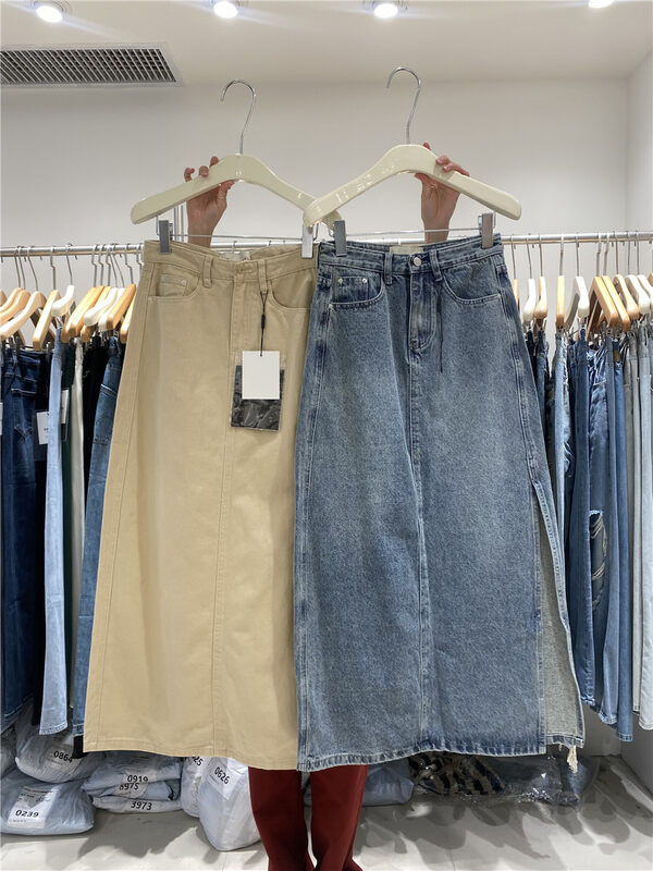 Early autumn new style!【O NOT 1】Casual A-line mid-length slit skirt N523# LSW