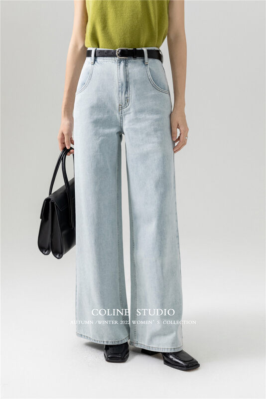 New in autumn!【COLINE】Casual straight-leg loose jeans 2442B# HYY