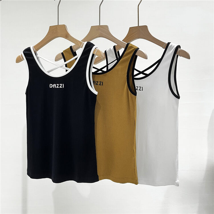 【DAZZI Daji】Casual letter color matching vest/sling D101# JJ