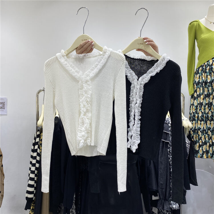 Autumn is new! [U.ME] Color-blocked Korean long-sleeved knitted cardigan 019# HJY