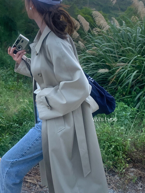 Autumn is new! [VIVIS TYPE] Korean version of the long windbreaker with straps (with waist rope) 9572# HJY