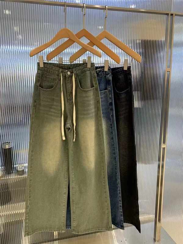 New for Autumn!【O NOT 1】Korean Drawstring Straight Mop Jeans N882# LSW