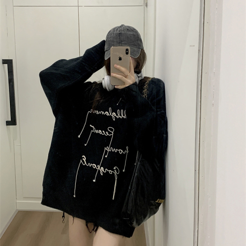 Official picture real price sweater women's autumn  new lazy style niche fried street pullover sweater top