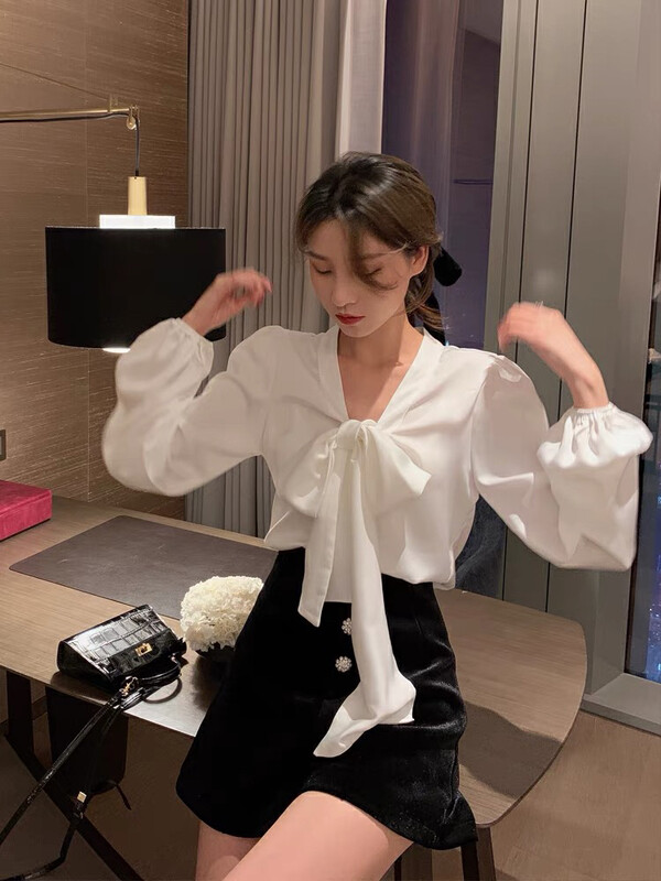 Autumn is new! [RASION] solid color bow pullover shirt (without outerwear) 5336# LSL