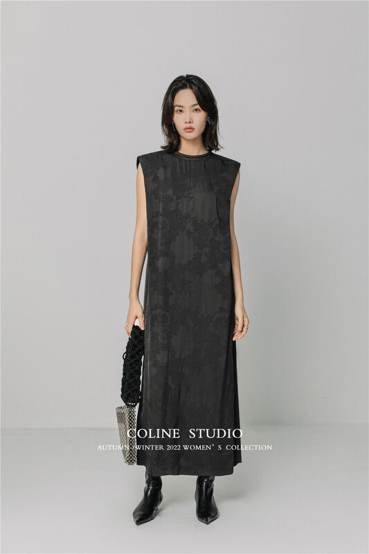 Autumn models are new! [COLINE] temperament and fashionable round neck dress C2458# HYY
