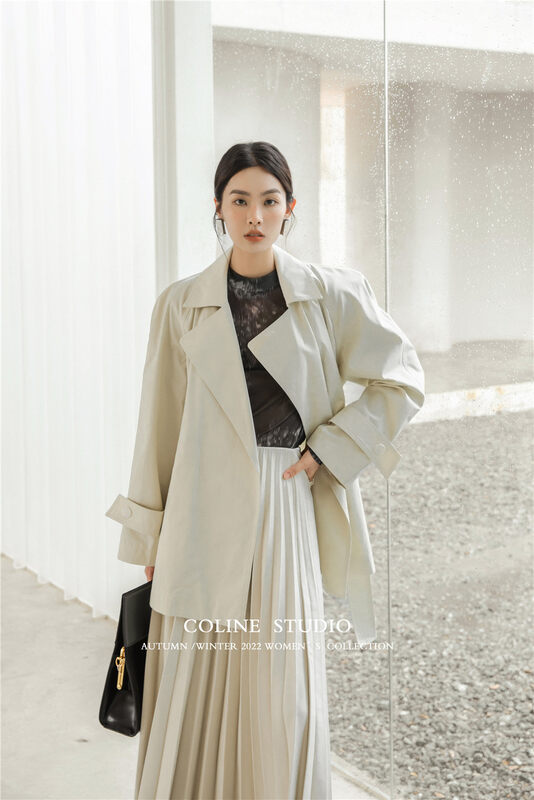 New in early autumn! [COLINE] Korean style lace-up all-match coat (with belt) C2331# HYY