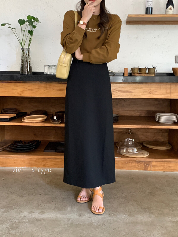 New in early autumn!【VIVIS TYPE】Fashionable mid-length solid color skirt 9502# HJY