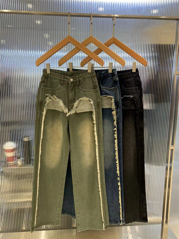 New in autumn! [O NOT 1] Deconstructed straight-leg design jeans N881# LSW