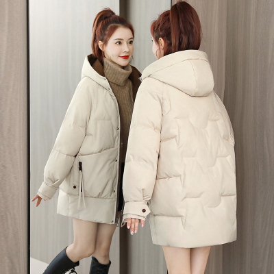 2022 cotton-padded women's mid-length cotton-padded coat winter new Korean version loose-padded coat thickened windbreaker net red down jacket