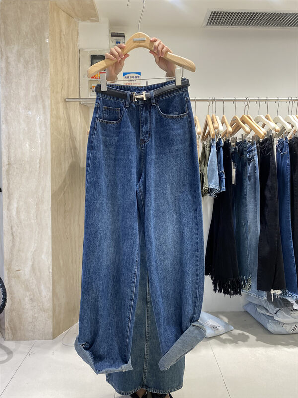 New in early autumn!【O NOT 1】High waist wide leg mopping jeans (with belt) N673# LSW