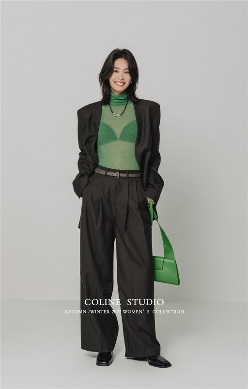 New in autumn! [COLINE] High-neck comfortable and versatile knitted sweater (including 50% wool) C2357# HYY