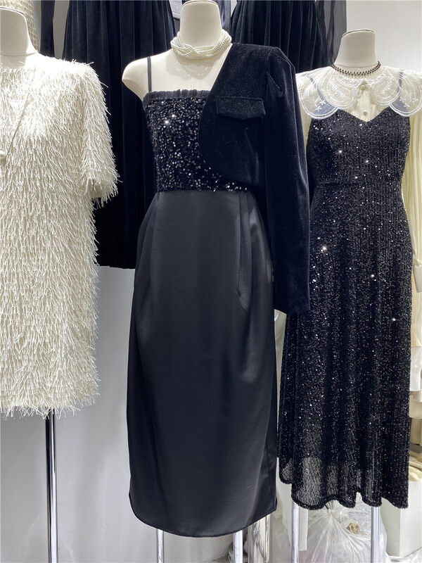 New in autumn!【U.ME】Elegant sequined suspender dress 90030# HJY