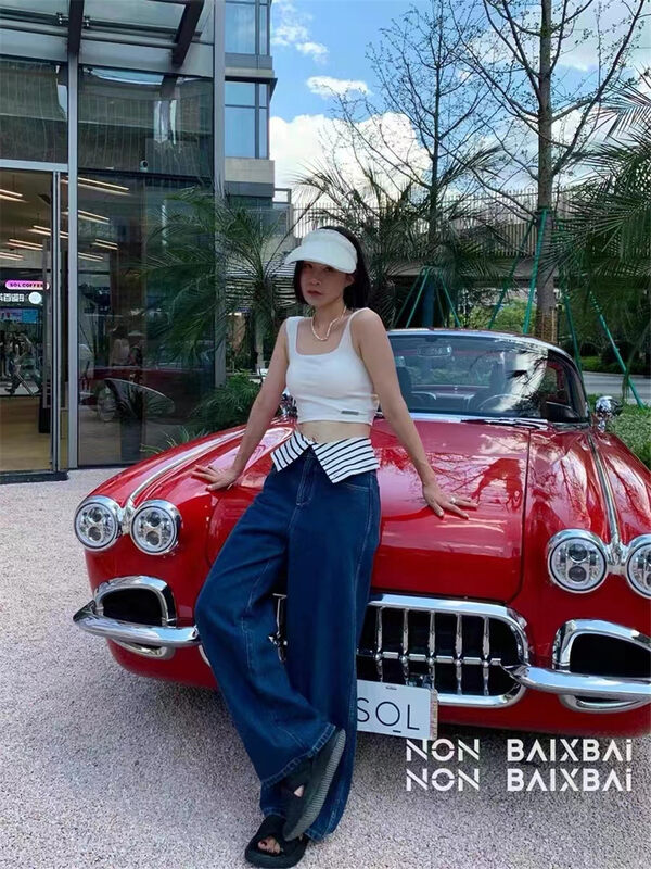 New in autumn! [O NOT 1] Flanged Tide Brand Wide Leg Jeans N786# LSW