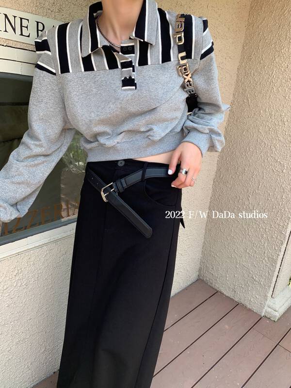 New in early autumn! [DADA] stitching fashion striped sweater 6713# ZXL