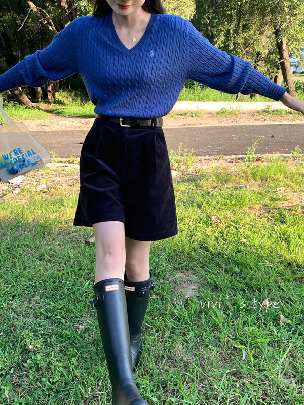 New in early autumn! [VIVIS TYPE] Korean version of corduroy high waist casual shorts (with belt) YS1-9621# HJY