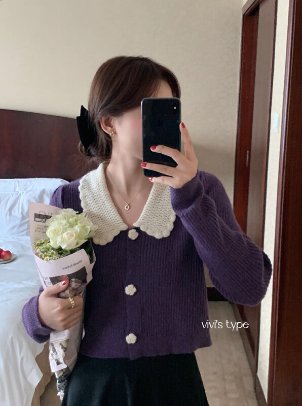 New in autumn! [VIVIS TYPE] Korean handmade lotus leaf collar sweater YS2-3352# HJY