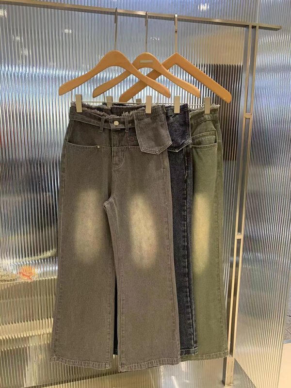 New in autumn! [O NOT 1] Waist Design Straight All-match Jeans (with Belt) N867# LSW