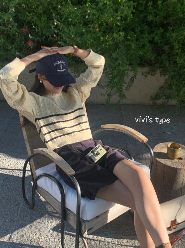 New in autumn! [VIVIS TYPE] striped twist design knitted sweater YS1-9079# HJY