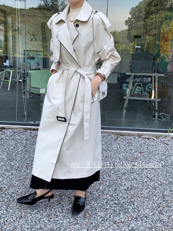 Autumn is new! [V.] Korean style fashion windbreaker (with belt) 8865# L