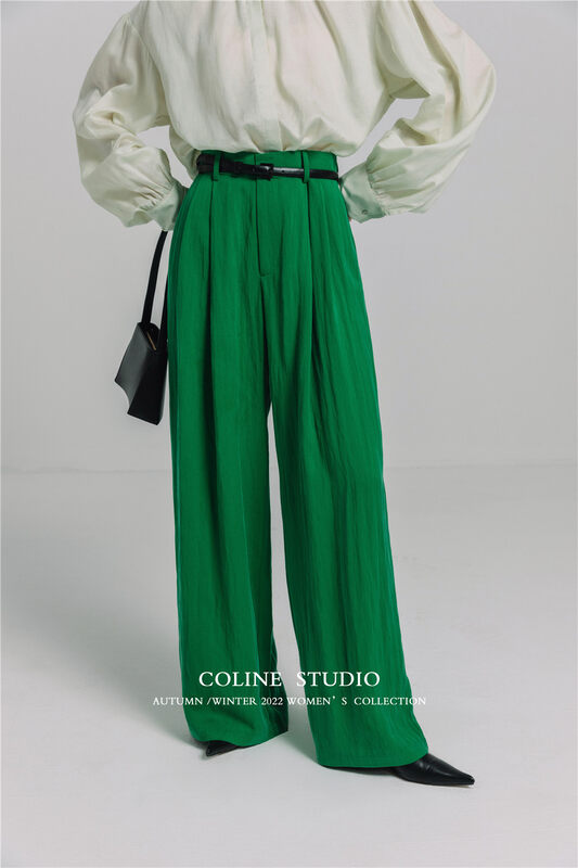 New in early autumn! [COLINE] Wide leg solid color ins fashionable casual pants C2387# HYY