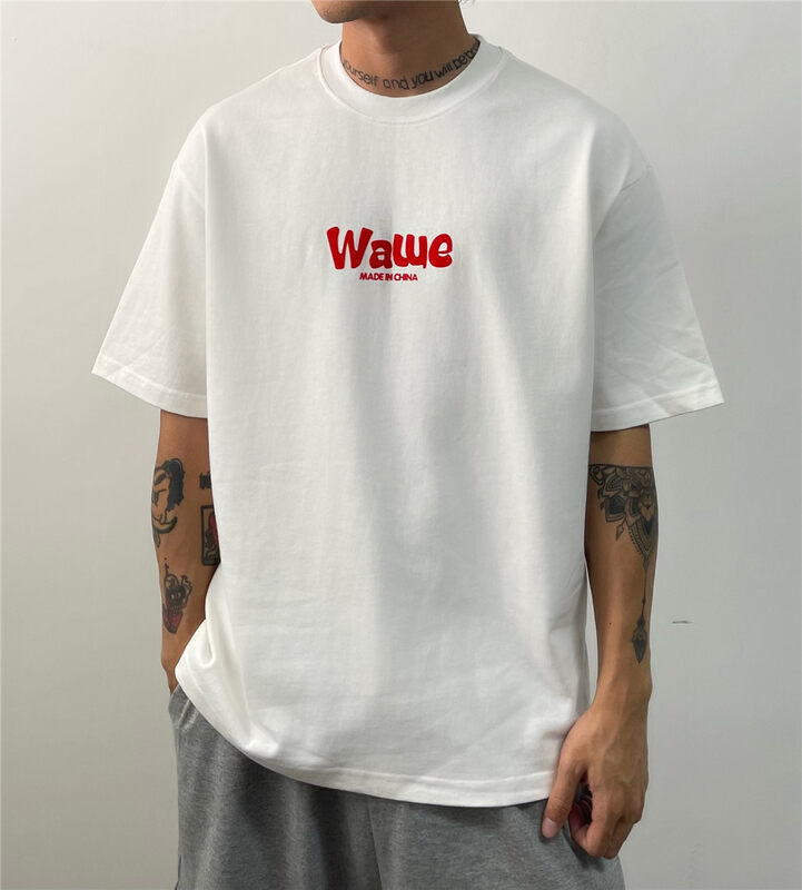 [TPY] Upgraded thickened all-match red letter short-sleeved T-shirt 0015# CLS