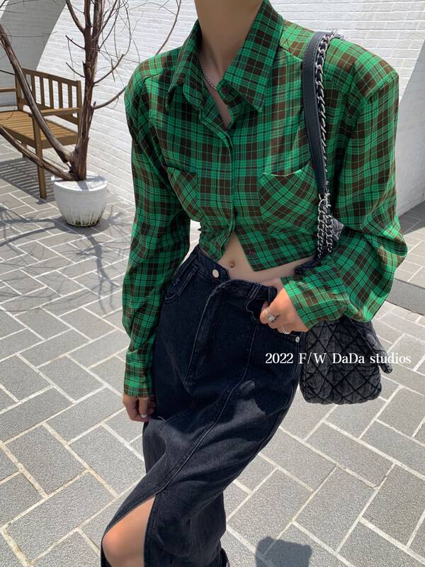 New in early autumn! [DADA] plaid fashion temperament shirt YS1-6701# ZXL
