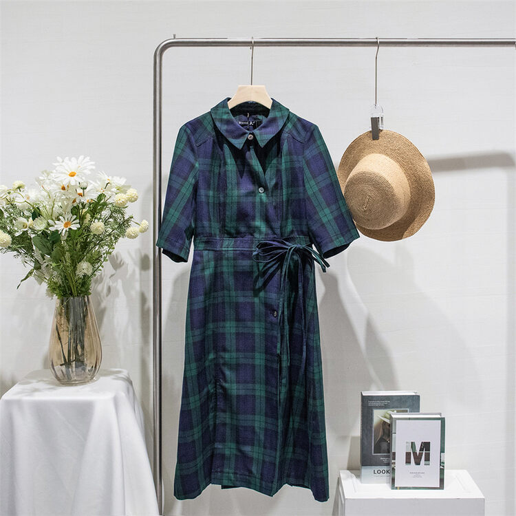 【DAZZI Daji】Casual Plaid Loose Dress A901470# JJ