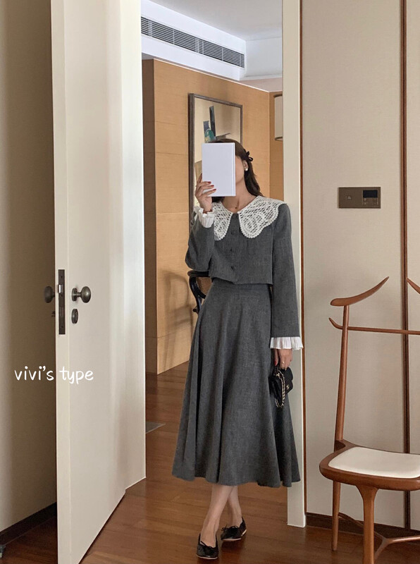 New in autumn! [VIVISTYPE] Retro elastic waist all-match skirt YS1-9565# HJY