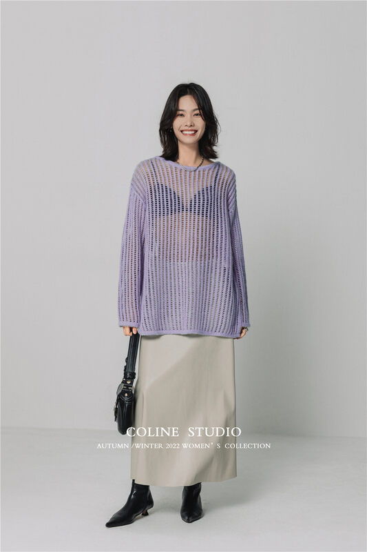 Autumn is new! [COLINE] Big-name minimalist temperament hollow shirt (including 45% wool) C2351# HYY