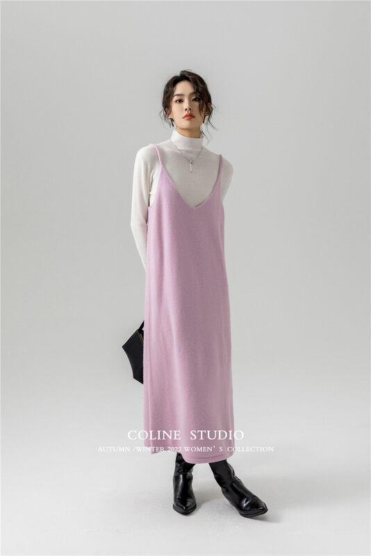 Autumn is new! [COLINE] Slim sling wool dress (including 100% wool) 2435A# HYY