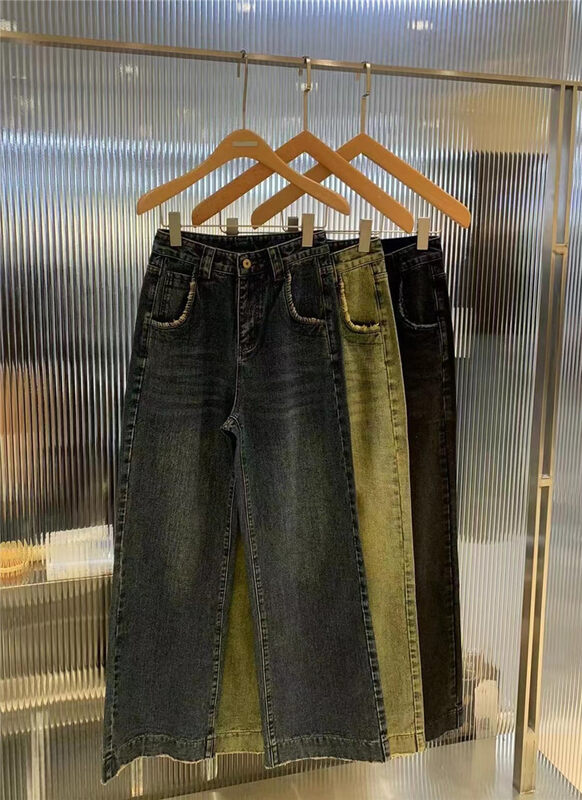 New in autumn! [O NOT 1] Loose pocket frayed mopping jeans N939# LSW