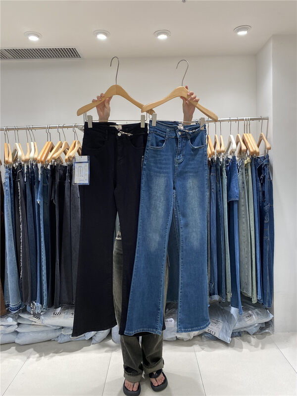 New in autumn!【JEANS】High waist slimming micro flared jeans N900# LSW