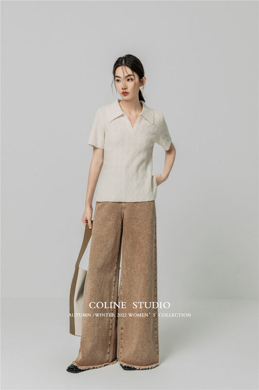 New in autumn!【COLINE】High waist slim and comfortable jeans C2414# HYY