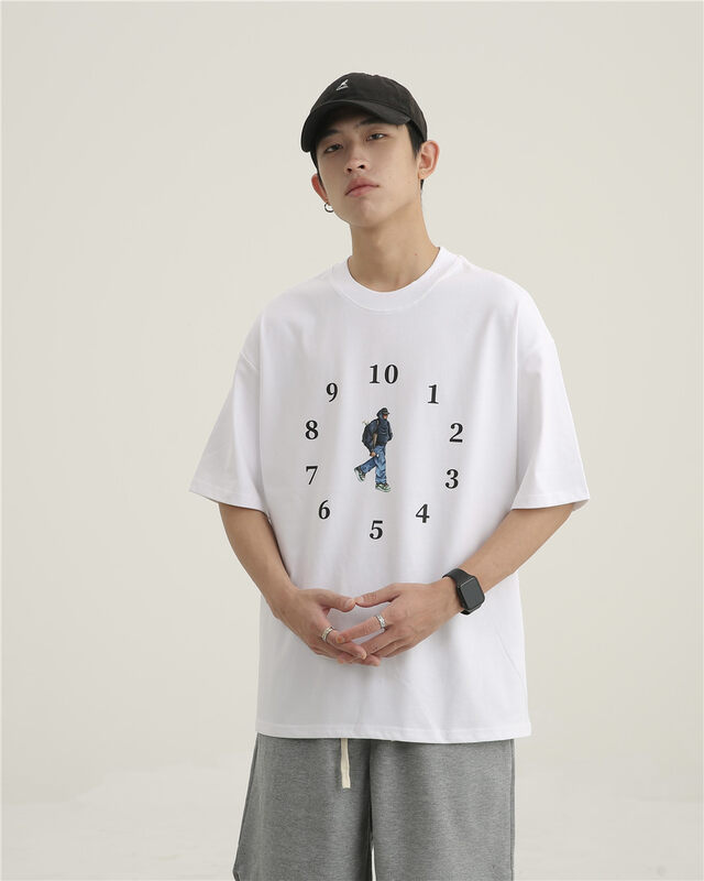 Explosive!  [TPY] Korean version of the simple clock all-match short-sleeved T-shirt T005# CLS