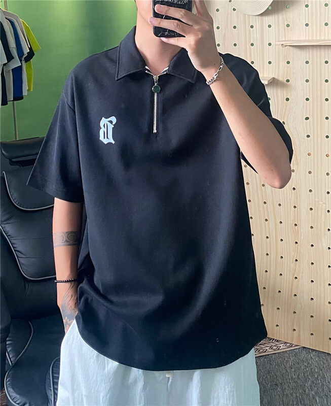 【TPY】Polo Collar Simple Loose Versatile Short Sleeve T-Shirt 0034# CLS