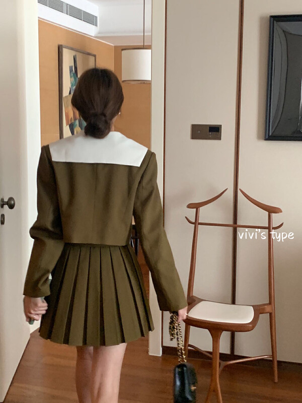 New in autumn!  【VIVISTYPE】College style high waist A-line pleated skirt YS1-9052# HJY