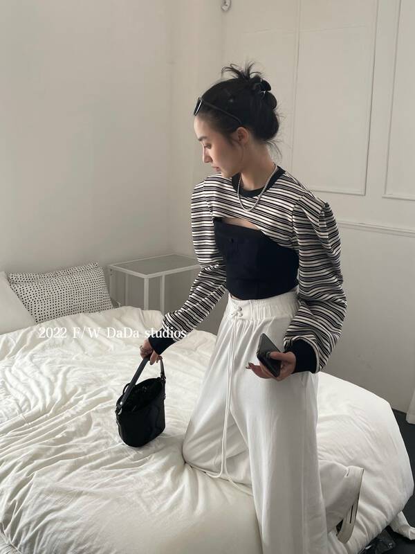 New in early autumn! [DADA] careful machine fashion long-sleeved T-shirt + simple camisole suit 6735# ZXL