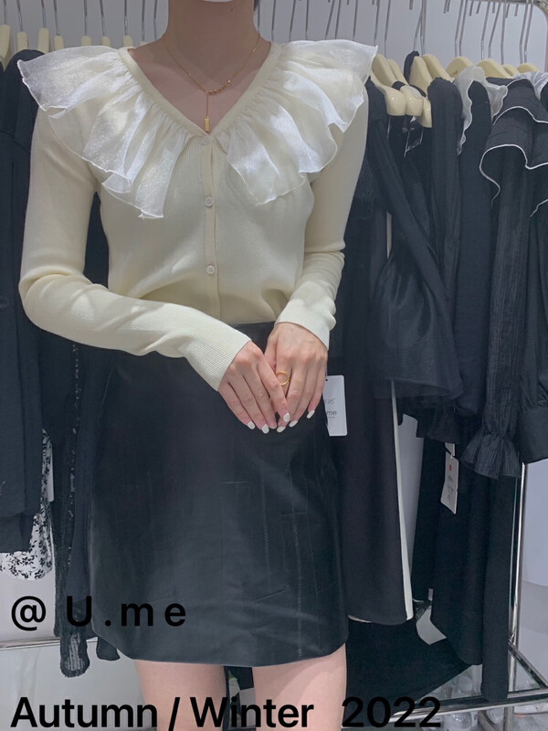 Early autumn new style!【U.ME】Sweet V-neck knitted cardigan YS1-602# HJY