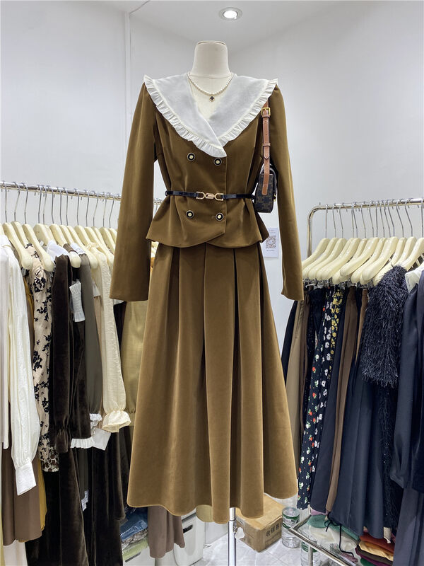 Autumn is new! [U.ME] Elegant retro high waist velvet skirt (sell only skirt) 58039# HJY