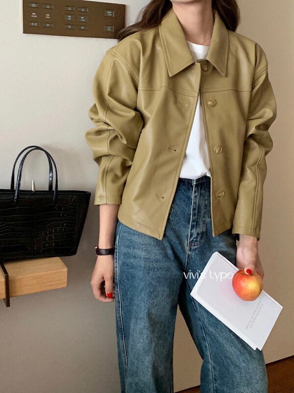 New in autumn! [VIVIS TYPE] Korean solid color high-quality short leather jacket 9597# HJY