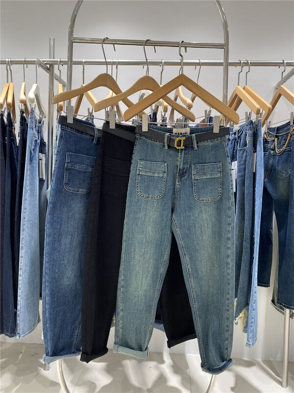 New in autumn!【JEANS】High waist retro all-match jeans (with belt) N825# LSW
